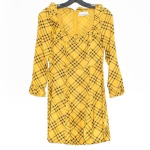Urban Outfitters Dress Y2K Clueless Babydoll Retro Coquette Fall Plaid Yellow XS